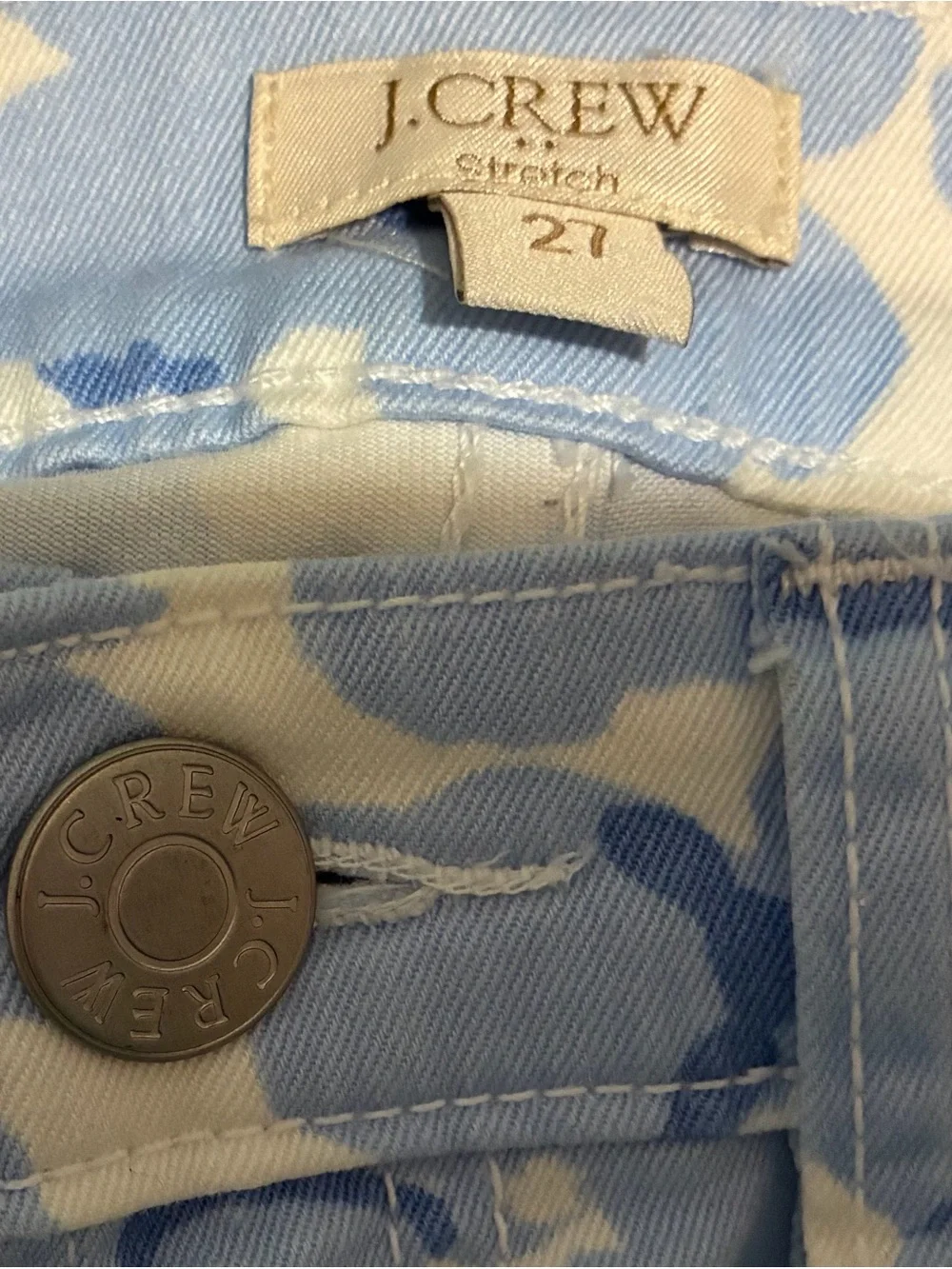 J. Crew Light Blue and White Floral Stretch Jeans